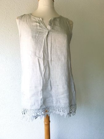 TOP SOMMERTOP BOHEMIANA S 36 LEINEN TUNIKA BEIGE LINEN BLUSE