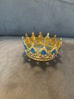Krone goldfarben mit blauen Steinen für Kinder neu