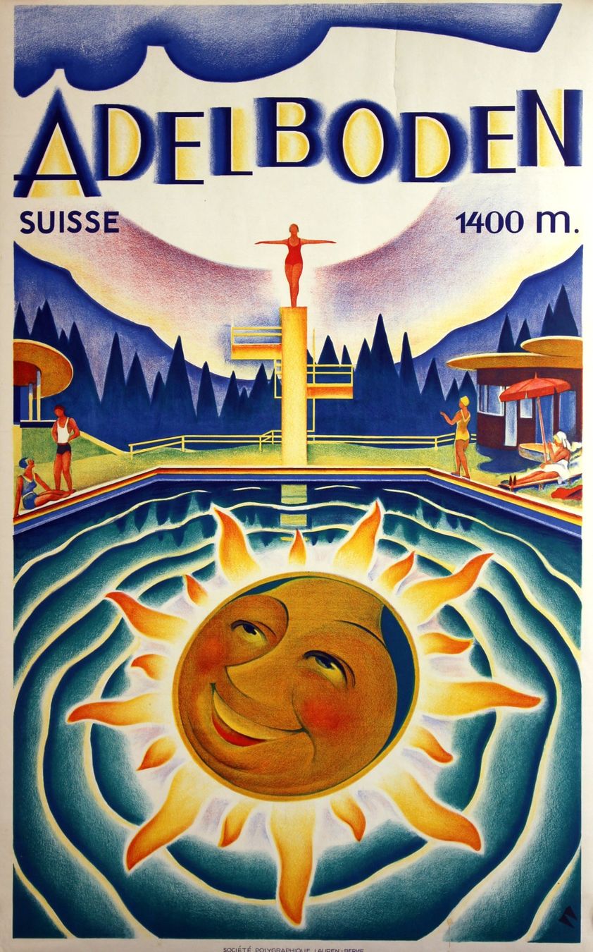 Foto & Immagini: Adelboden - Schwimmbad  Original Plakat – Usato da Eggenwil venduto da Joyart