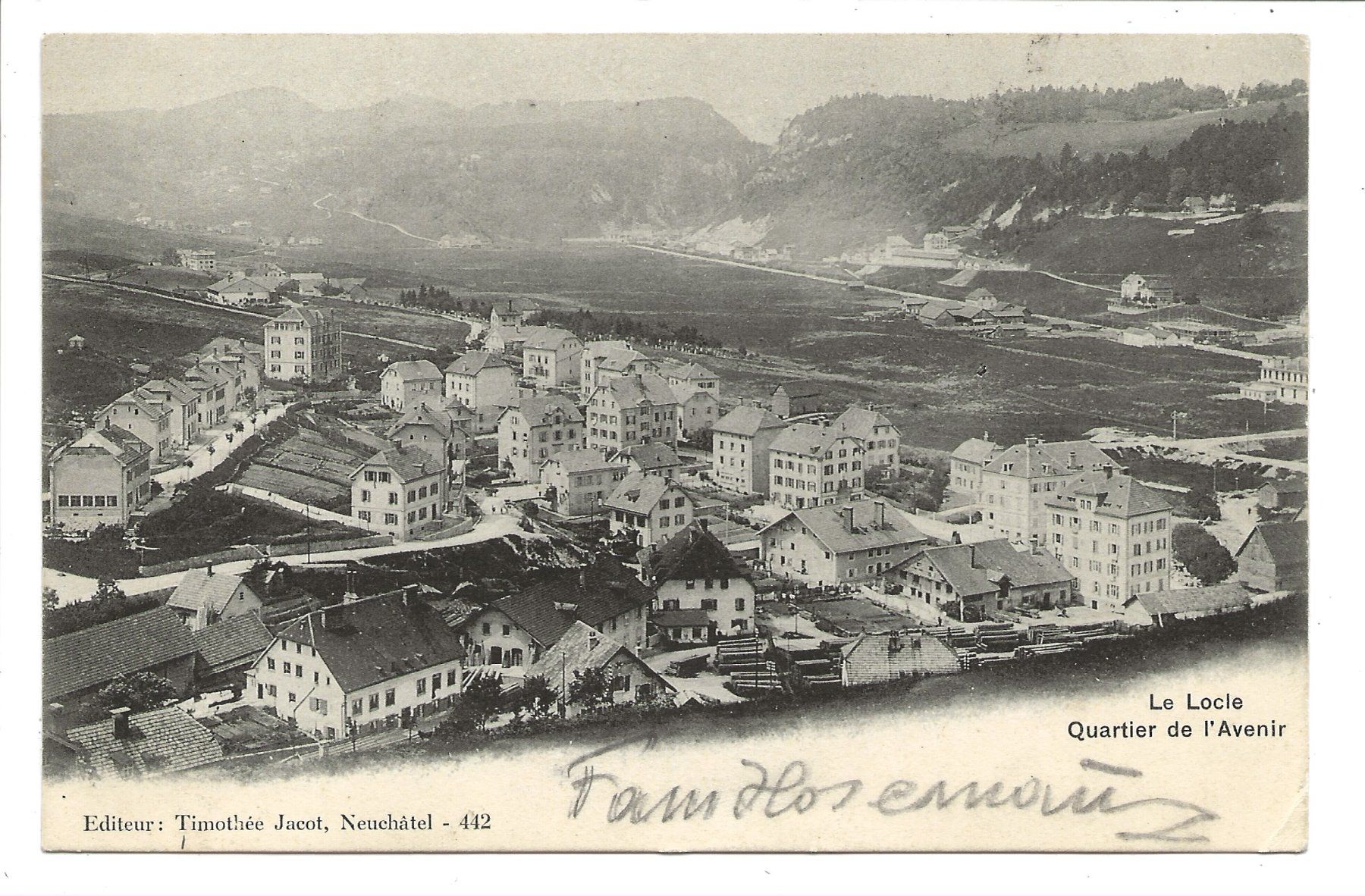 Cartoline postali: Le Locle (NE) Quartier de l' Avenir - Wohnhäuser - 1908 – Usato da Engelburg venduto da Cartophil
