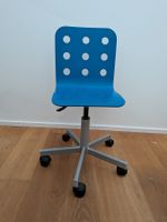 Blauer Kinder-Holz-Drehstuhl – höhenverstellbar