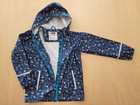 Regenjacke Gr 122 128 mit Meermotiven Leuchturm Segelboot