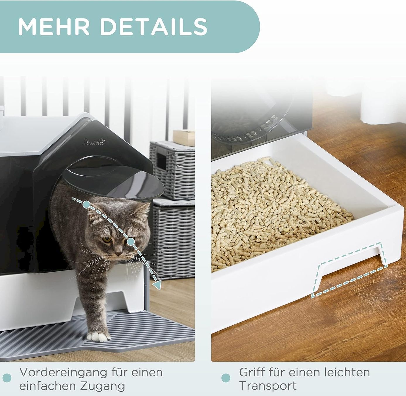 Pflegeprodukte & Putzartikel: PawHut Katzentoilette Grau + Weiß – Neu und originalverpackt aus Bottighofen von zaap 6