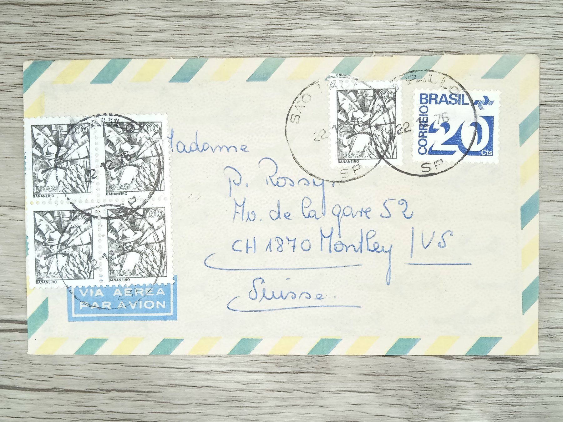 Alle Briefmarken: TR100 Enveloppe + Timbre Bresil 1976 – Gebraucht aus Cousset von Patrick_Collections