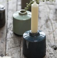 Ib Laursen Kerzenhalter Vase RAGNHILD, Keramik 8cm - PETROL
