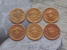 6 x 1 ct. (1868-1883-1887-1891 grande croix-1898-1906)