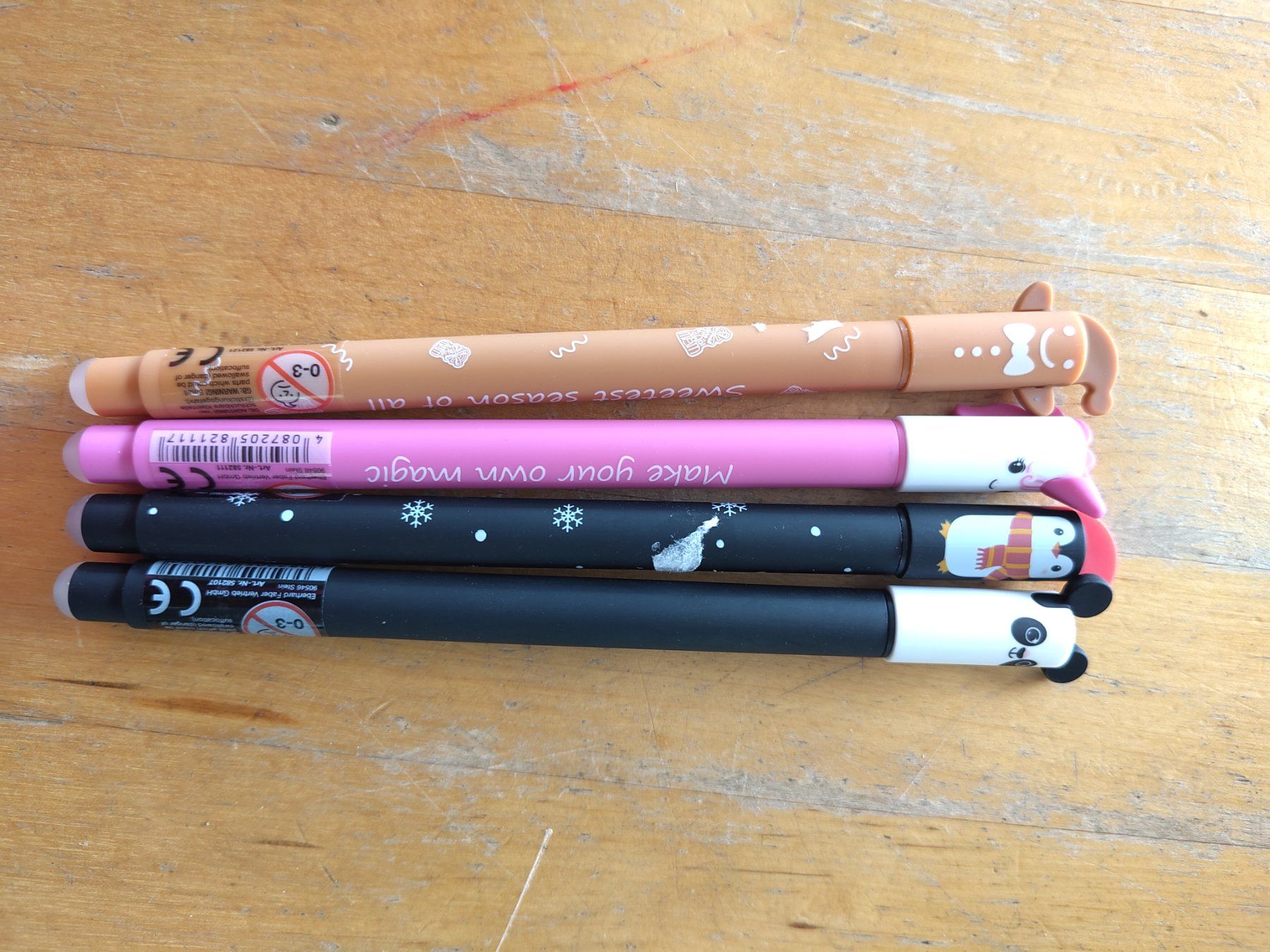 Faber-Castell Penna & Evidenziatori: 4 Stifte, Radierbar, EberhardFaber Panda, Einhorn, Pingu – Nuovo e nell'imballaggio originale da Leuggern venduto da Plumeria1987