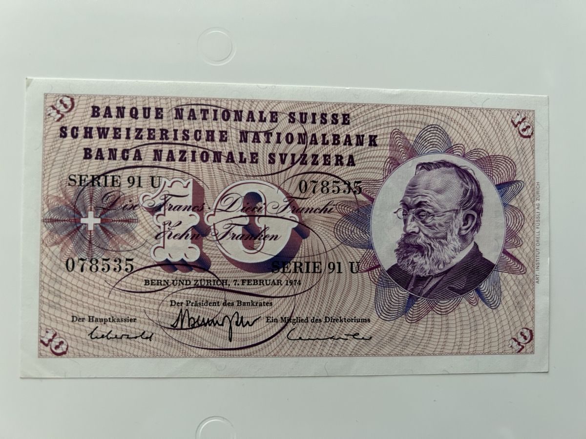 Banknoten: Banknote Schweiz 1974, 10 Franken – Gebraucht aus Luzern von dakes
