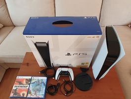 PlayStation 5 Disc Edition, neuwertig mit Zubehör und Games