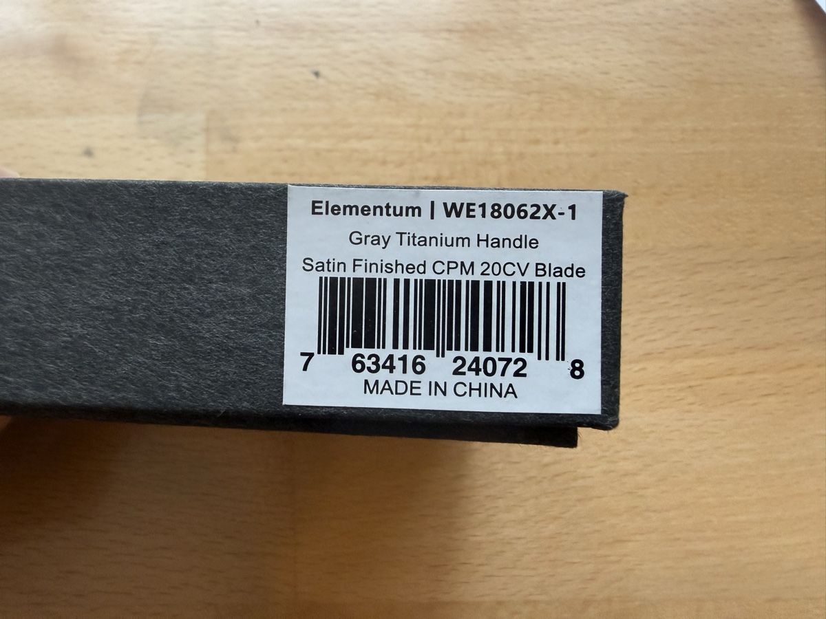 Taschenmesser: WE KNIFE Elementum Grey Titanium Handle CPM 20CV – Neu und originalverpackt aus Courfaivre von Devens28 2