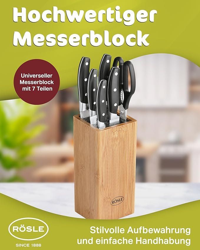 Rösle Coltelli: RÖSLE CUISINE Bürsten Messerblock, 7-tlg. Set – Nuovo e nell'imballaggio originale da Oberentfelden venduto da abz_l7vm 4