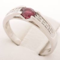 Ring Pigeon Blood Ruby 0.44 ct Diamonds 0.13 ct Platinum 950