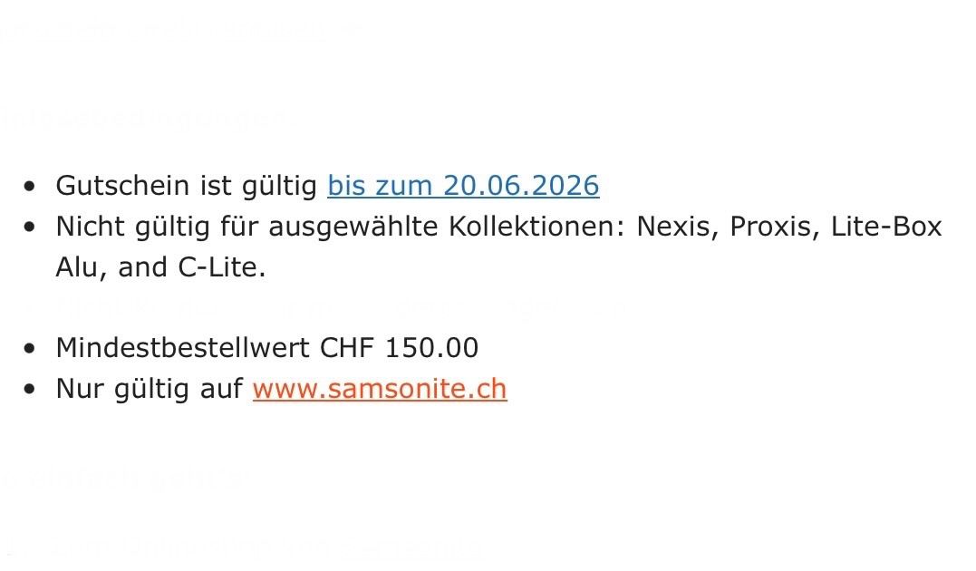 Samsonite Buoni: Samsonite 20% Rabatt Gutschein – Nuovo e nell'imballaggio originale da Zürich venduto da Marcel_2202 1