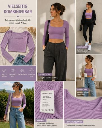 Damen Top flieder Stretch S XS Neu Sommer Herbst trend nr 40