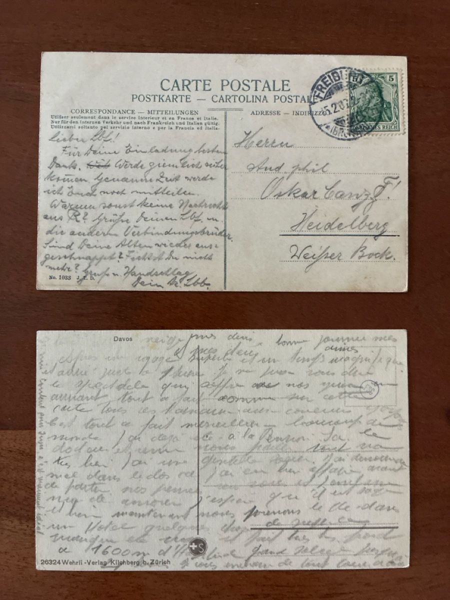 Cartoline postali: 4 Ansichtskarten Davos im Winter – Usato da Oftringen venduto da Cla.vD.74 1