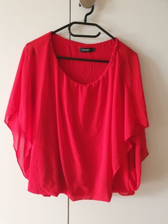 Rote Sommerbluse von TODAY, Grösse L, leicht & luftig!