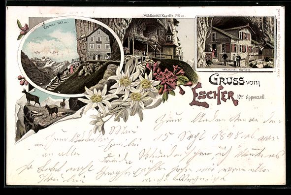 Ansichtskarten: Litho Aescher /Appenzell, Wildkirchli Ka – Gebraucht aus Berlin von bartko-reher