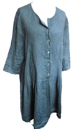 Gr. XL CARTOON Leinen Kleid grau weiter Schnitt s. Masse