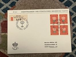 1 Erstagsbrief LI Einschreiben Viererblock 1968
