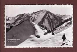 Chalet sous la neige et le MOLARD - Skieur - 1949