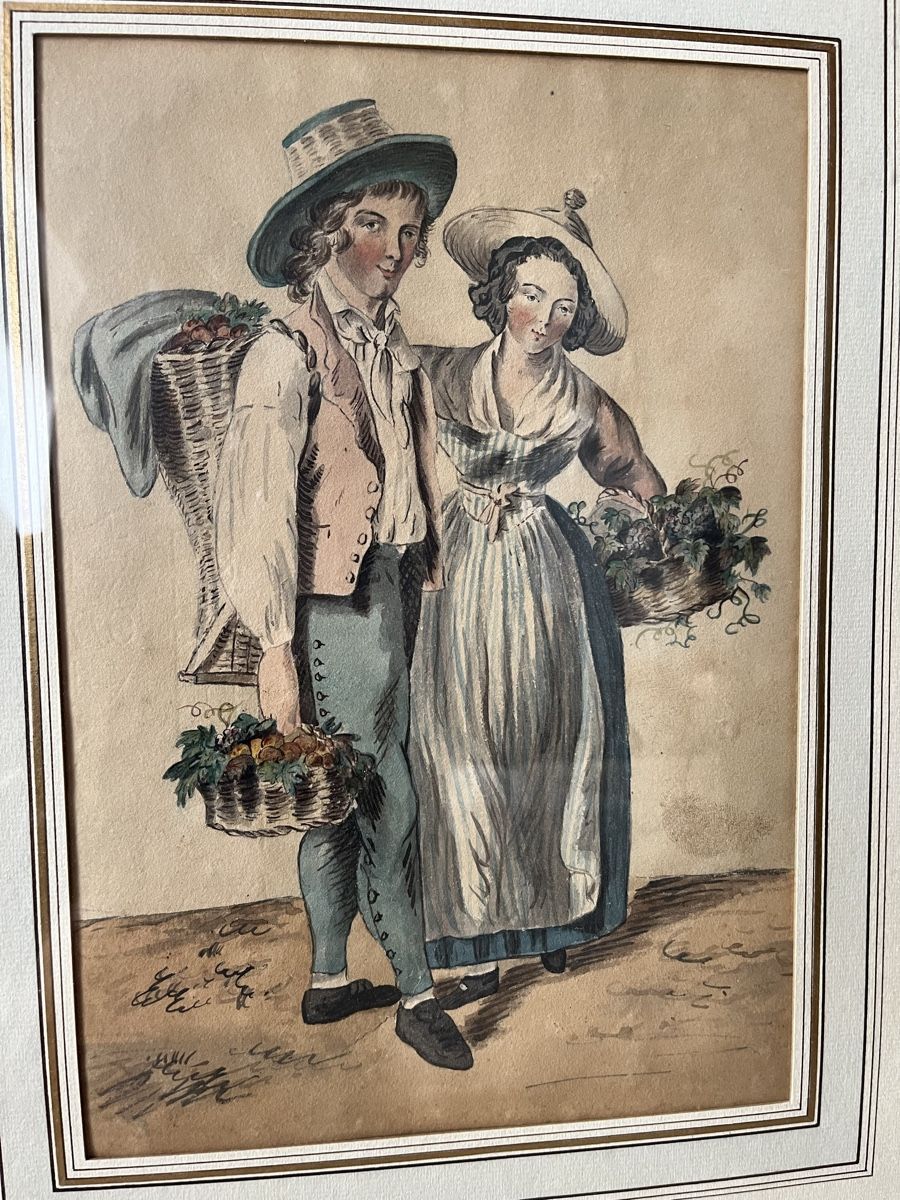 Tableaux: Trachtenbild Aquarell um 1800 – D'occasion à Brig par Benedict6 1
