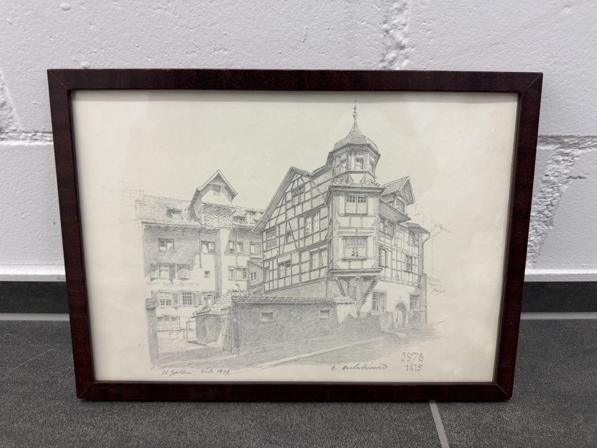 Gemälde: Original Bleistiftzeichnung Carl Rechsteiner, 1973 – Gebraucht aus Horn von HanSolo.
