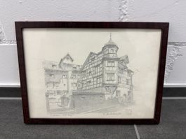 Original Bleistiftzeichnung Carl Rechsteiner, 1973