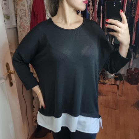 Schwarzes Damen Langarmshirt Gr. XXL