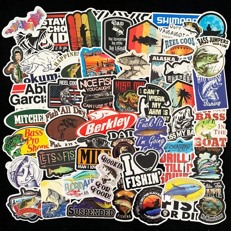 50 Stk. Sticker Aufkleber - Outdoor Angeln und Fishing (Neu und ...