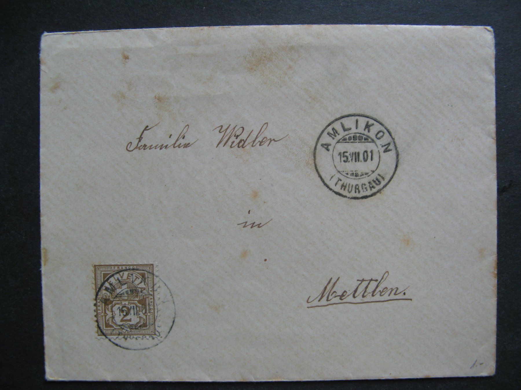 Alle Briefmarken: Briefumschlag, gestempelt am 15.VII.1901 – Gebraucht aus Frauenfeld von Interessent1