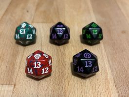 Set von 5 Magic the Gathering D20 Würfel