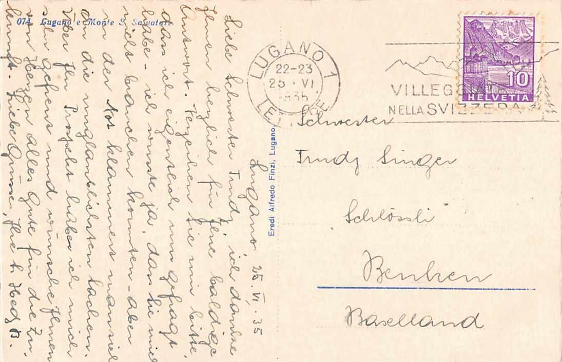 Cartoline postali: NEU: uralte Ansichtskarte LUGANO 1935, ab 1.-- – Usato da Lufingen venduto da SchnaeppliCorner 1