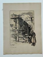 Lithografie Edouard Vallet, La Rue Perron Genf Genève 1901
