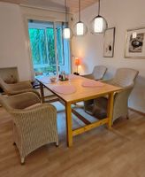 4 weiss-beige bequeme Korbsessel mit Polster, guter Zustand