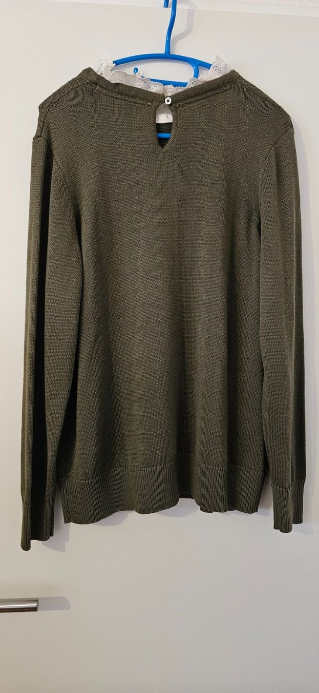 Maglioni & Felpe: Lässiger Strickpulli mit Bluseneinsatz Gr.44/46 Oliv & Creme – Nuovo (secondo la descrizione) da Zweidlen venduto da Shubli 4