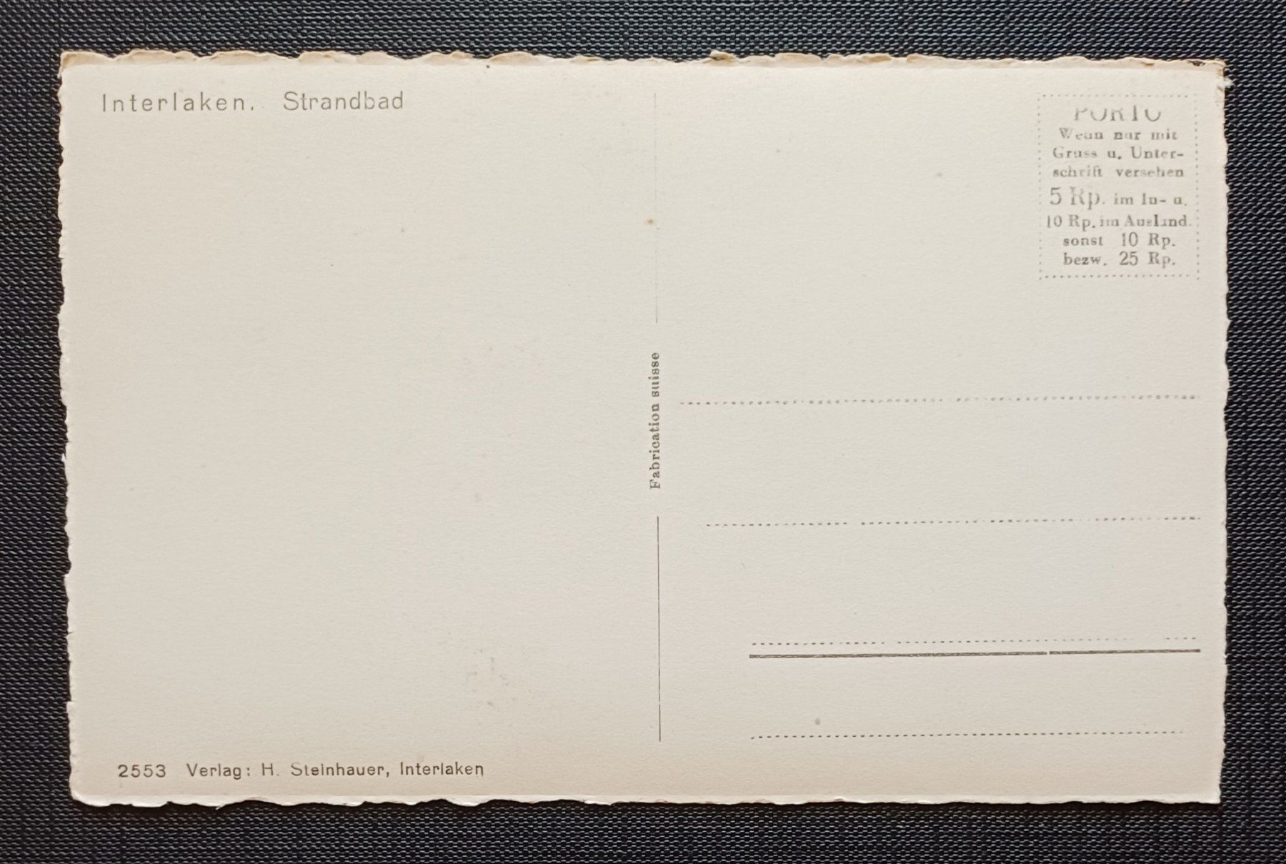 Cartoline postali: AK Strandbad INTERLAKEN um 1940 – Usato da Brittnau venduto da simionius 1