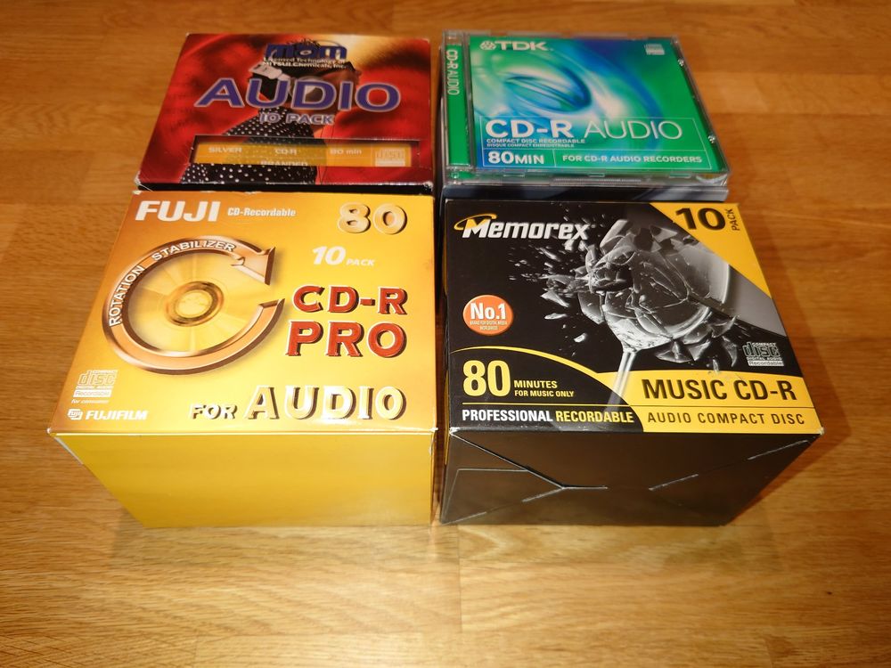 100 CD-R (Audio/Professional) TDK, Mitsui/MAM, Fuji, Memorex (Neu ...