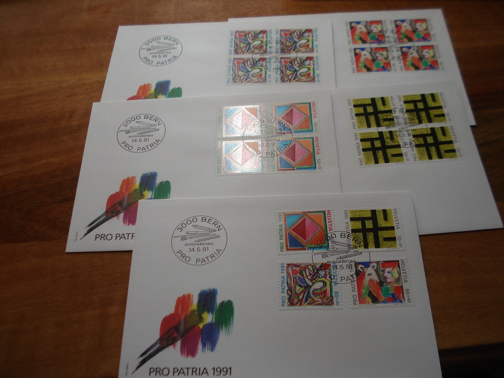 Alle Briefmarken: Pro Patria 1991, FDC Satz + 4erblocks, Gemälde – Gebraucht aus Niederwil AG von morostahu 1