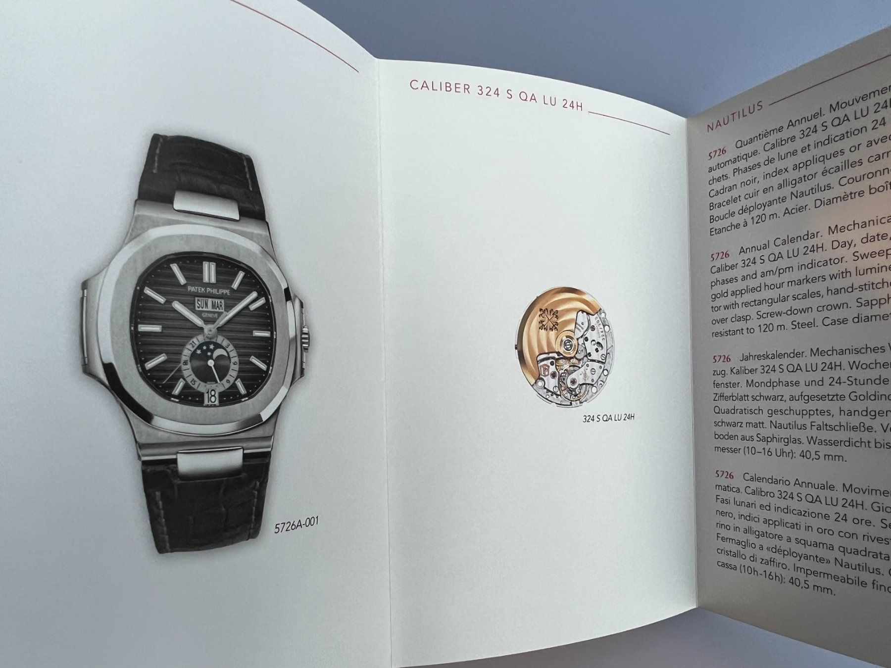 Patek Philippe Documenti: Patek Philippe Ref. 5726 Annual Calendar Booklet / Pliant – Nuovo (secondo la descrizione) da Morges venduto da thetimebureau 1