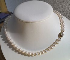 Perlenkette mit Goldverschluss und Diamanten