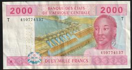 Congo 2000 Francs 2002 Zentralafrikanische Staat