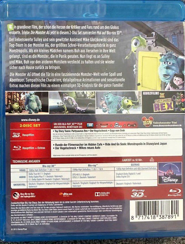 Tous les DVDs: Die Monster AG 3D + Die Monster Uni Blu-ray – D'occasion à Beringen par Mantafisch1 1