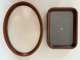 Vintage Bilderrahmen oval und rechteckig braun Holz Set