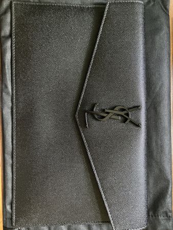Pochette YSL cuir grainé noir logo noir neuve