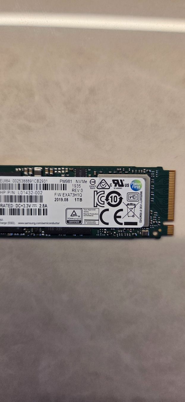 Samsung Harddisks: Samsung PM981 1TB SSD NVMe – Gebraucht aus Zihlschlacht von vogelgrip 1