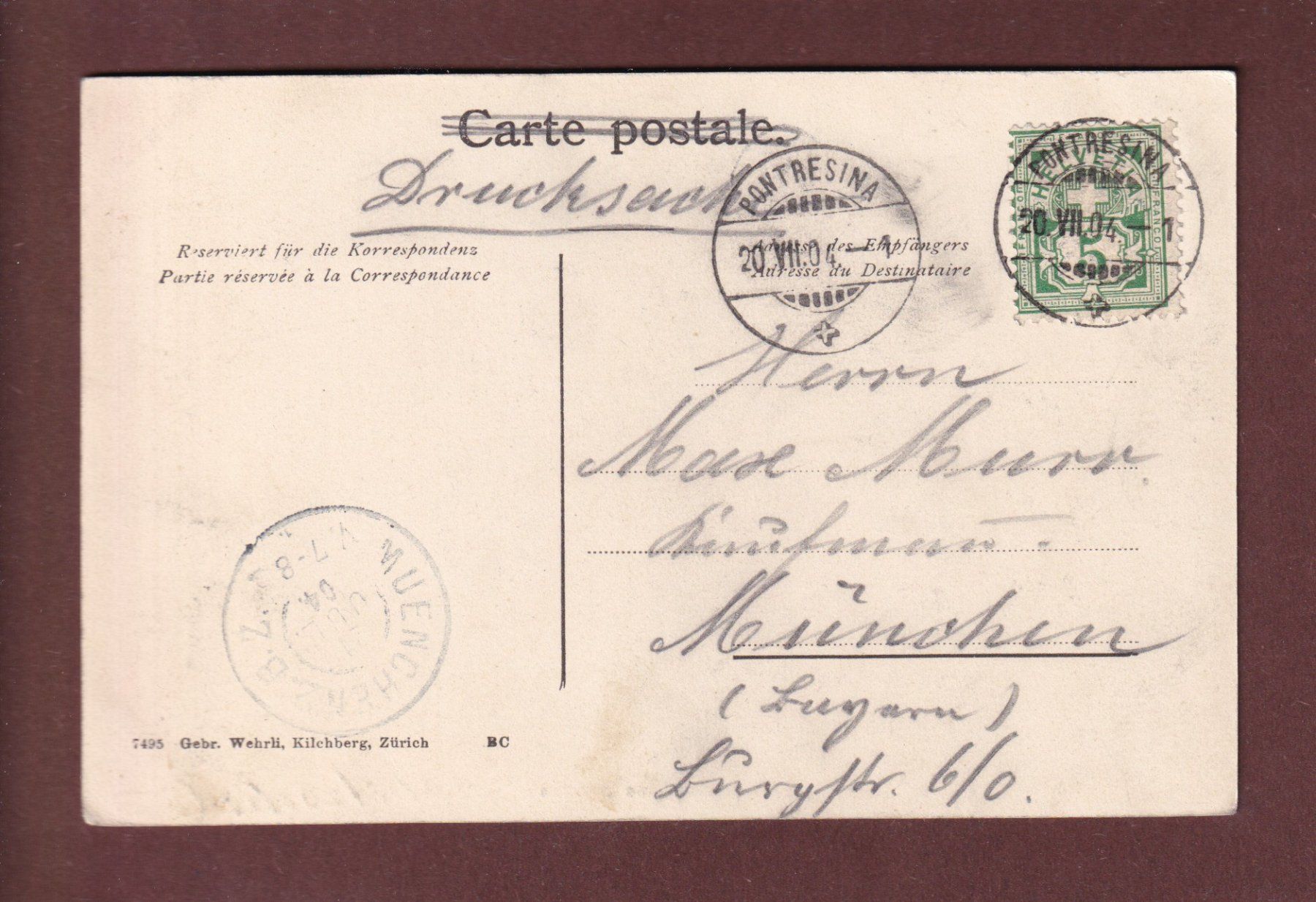 Ansichtskarten: SAMADEN und Bernina - 1904 – Gebraucht aus Pully von nicecards-shop 1