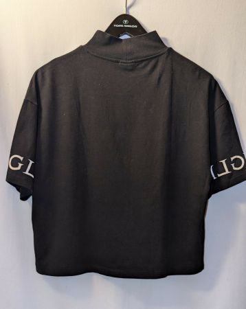 Stylisches Pringle Kragen T-Shirt schwarz Gr. S