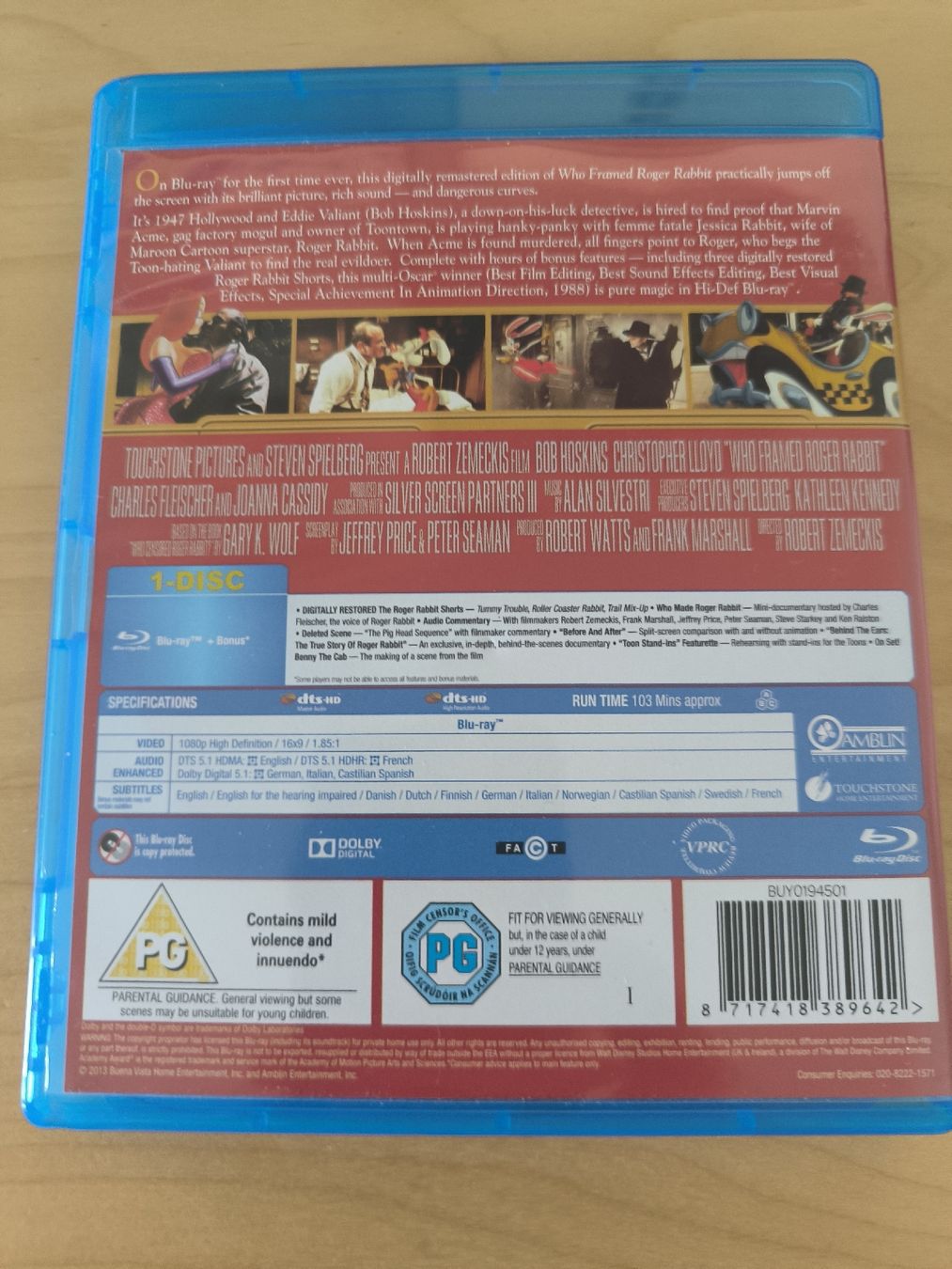 Tutti i DVDs: Who Framed Roger Rabbit Blu Ray UK Version – Nuovo (secondo la descrizione) da Zürich venduto da kev_pbg7 1