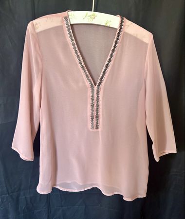 Anna Field Blouse, Size 40, Light Pink, Sheer Fabric