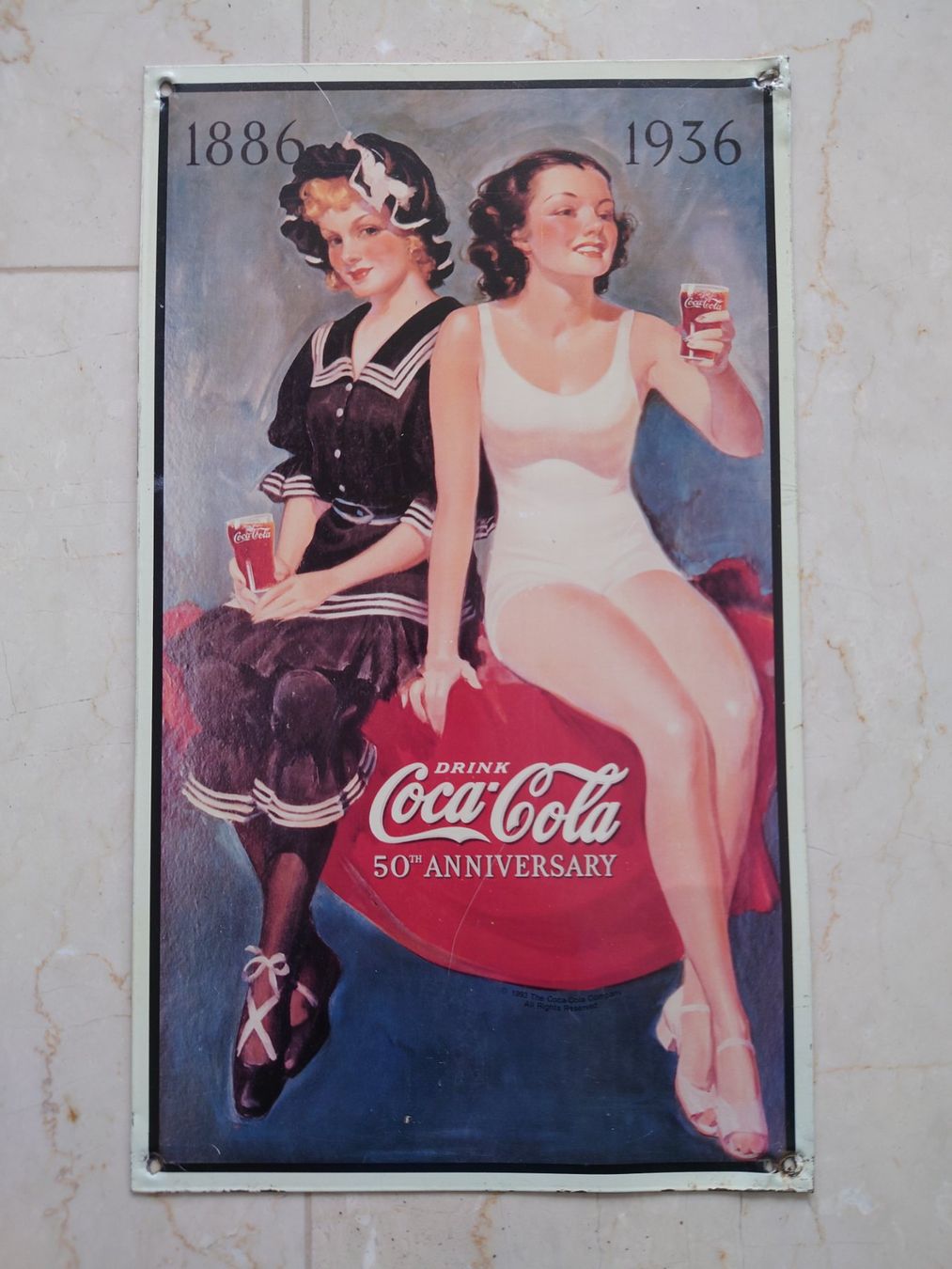 Coca-Cola Insegne: Coca Cola Blechschild Retro 1886 / 1936 – Usato da Abtwil SG venduto da rabbit64